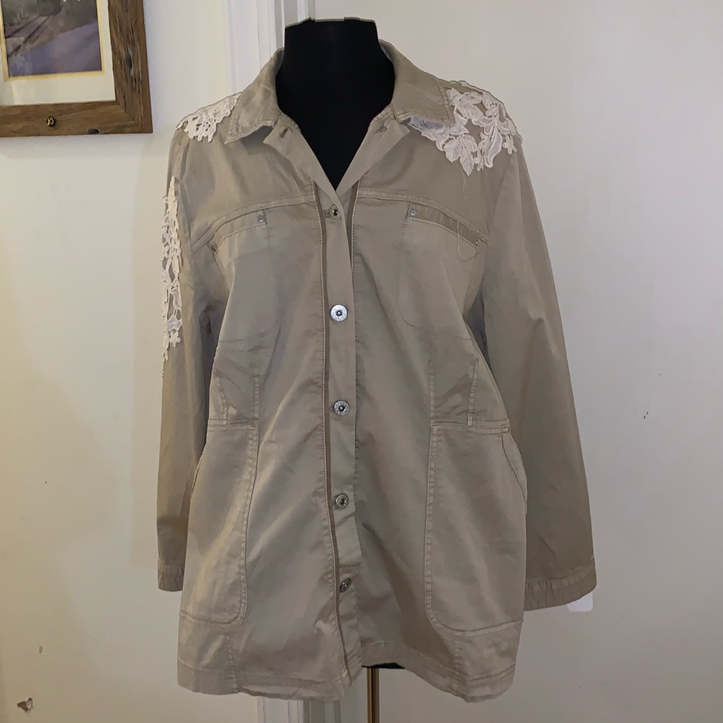 Cream Chico’s Button Down Jacket